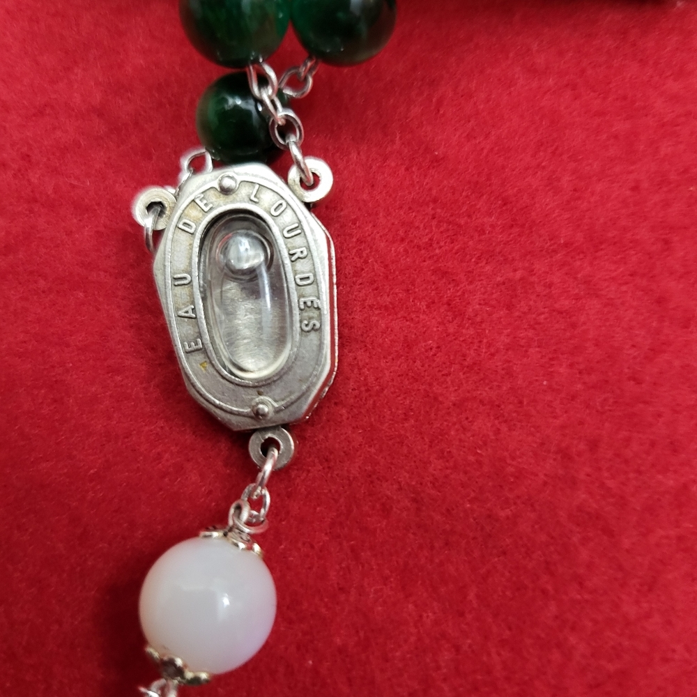 Elegantmedical HANDMADE GREEN TIGER EYE BEADS CATHOLIC ROSARY NECKLACE - Picture 4 of 4